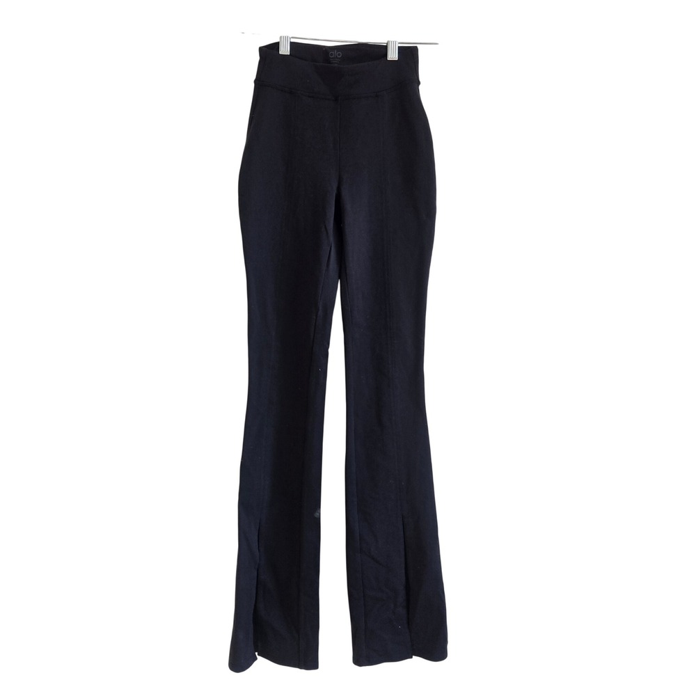 Alo Sz XXS Yoga Airbrush High-Waist Flutter‎ Split Front Flare Black Legging